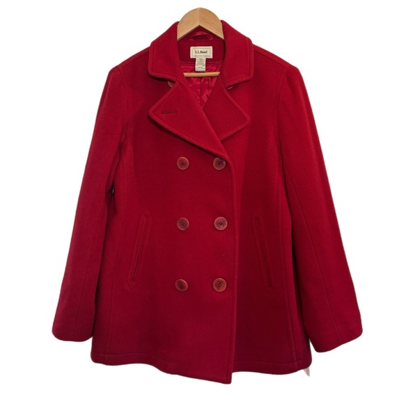 L.L. Bean Jackets & Blazers - L.L.Bean red double breasted lambs wool winter coat